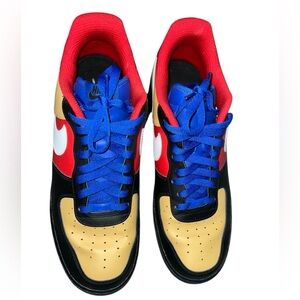 Nike Air Force One Low Multicolor Sneakers - Red, Blue, Black, Tan